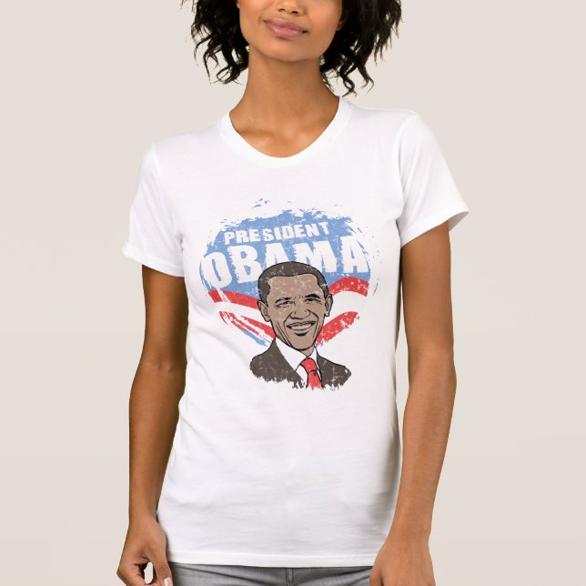 Camiseta Presidente Obama Ladies Sheer V-Neck (cabido) (Anverso)