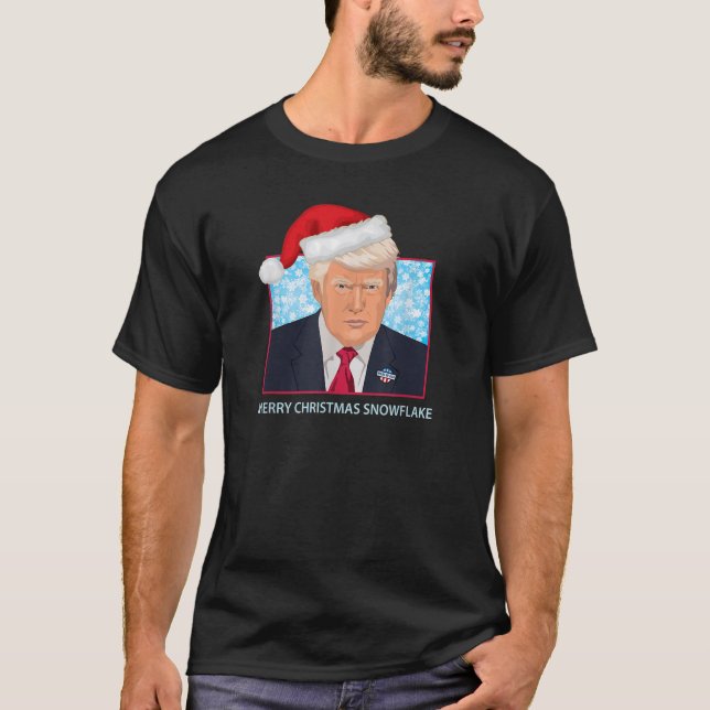 Camiseta Presidente Trump Feliz cumpleaños de nieve navideñ (Anverso)