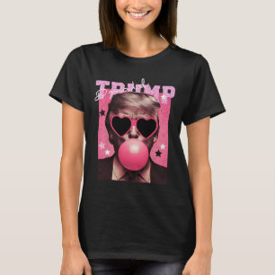 Camiseta Presidente Trump Soplando Chicle Divertido Chicle 
