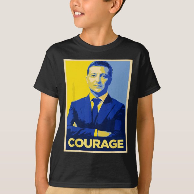 Camiseta Presidente Zelensky Valor - Retro Apoya A Ukra (Anverso)