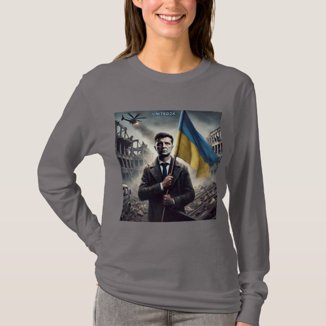 Camiseta Presidente Zelenskyy apoya el trabajo de las mujer (Anverso)