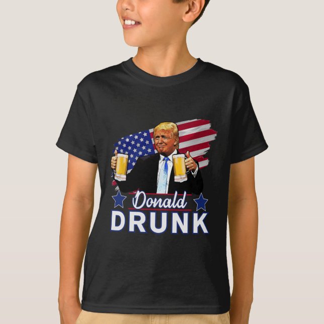 Camiseta Presidentes Divertidos Bebiendo del 4 de Julio - D (Anverso)