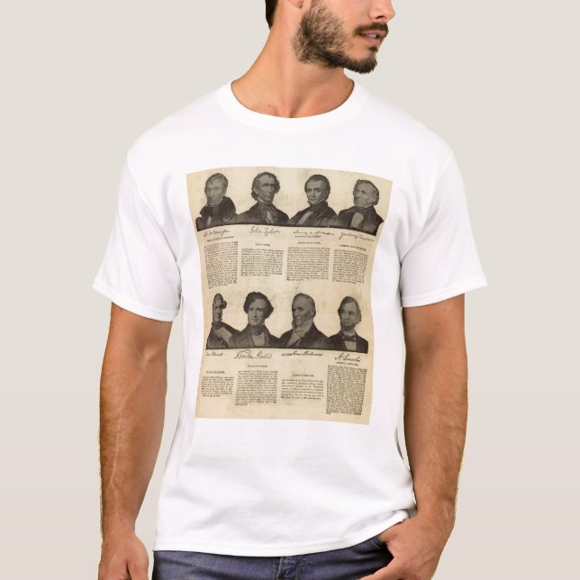 Camiseta Presidentes los E.E.U.U., autógrafos, biografías (Anverso)