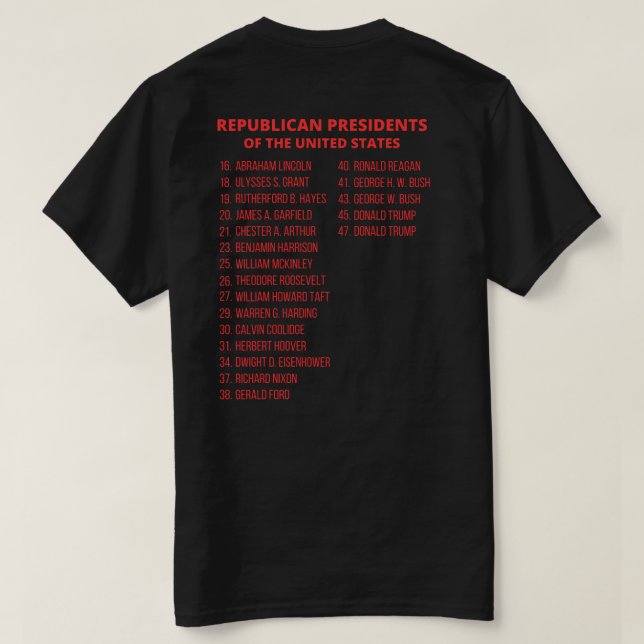 Camiseta Presidentes republicanos de Estados Unidos (Reverso del diseño)