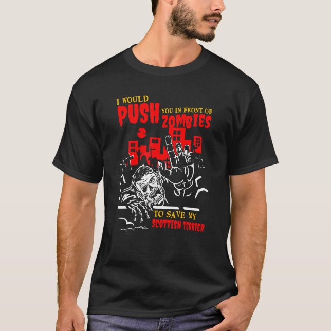 Camiseta Presiona a los zombies para salvar lo gracioso de  (Anverso)
