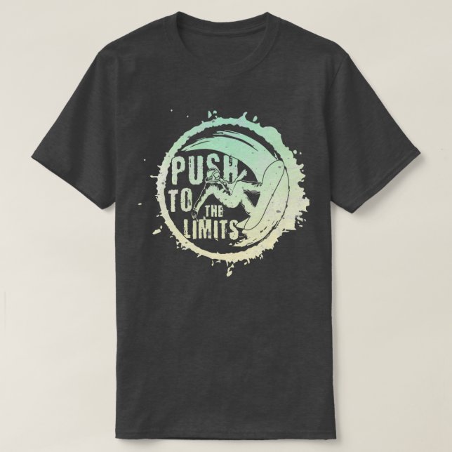 Camiseta PRESIONE A LOS LÍMITES CUIDADO con los snowboard 4 (Diseño del anverso)
