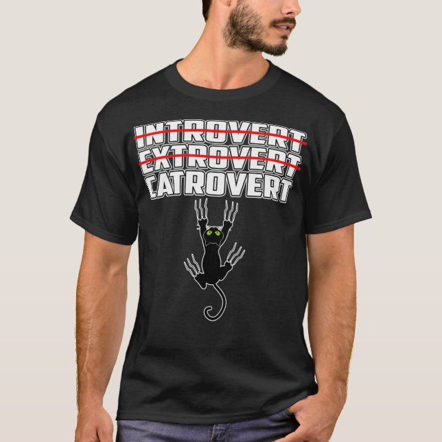 Camiseta Presvert Extrovert Catrovert lindo gato (Anverso)
