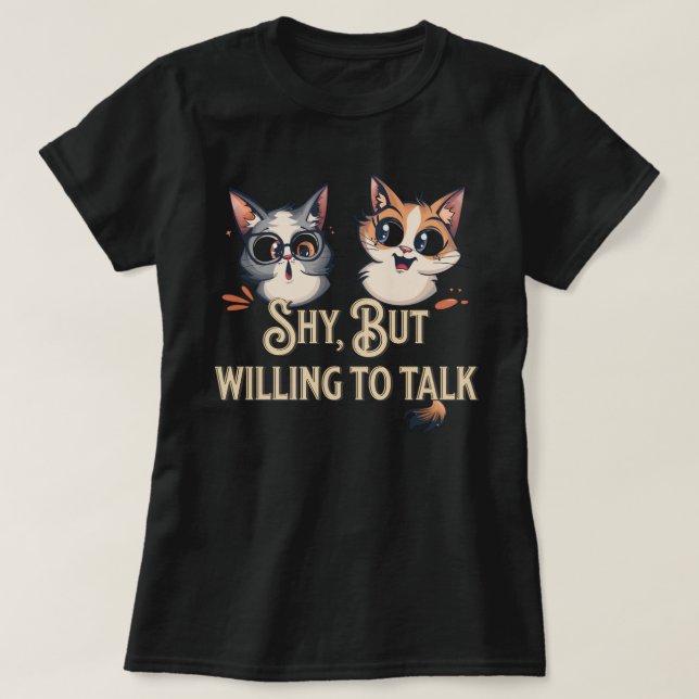 Camiseta Presvert pero dispuesto a discutir Shy Cat Lover (Diseño del anverso)