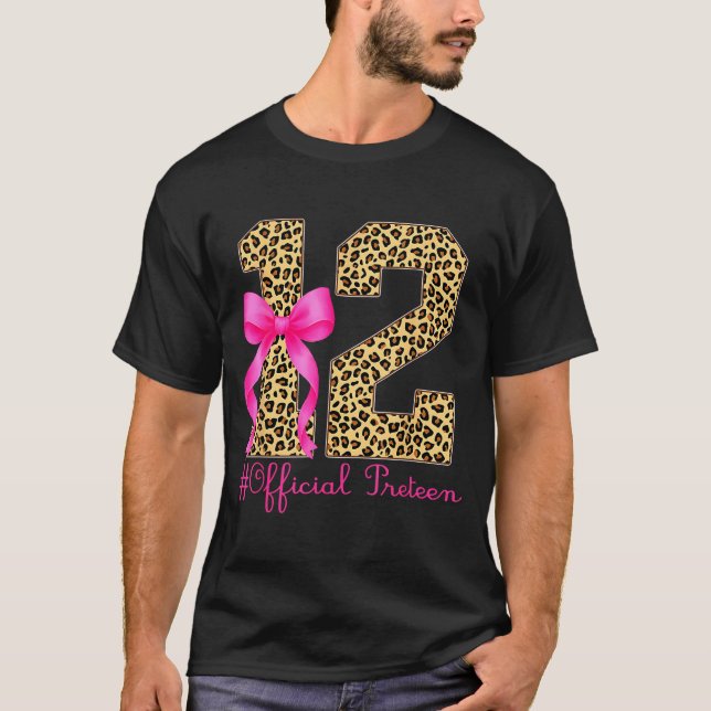 Camiseta Preteen 12th Birthday Girl Coquette Bow Leopard  (Anverso)