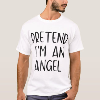 Camiseta Pretend Angel Costume Halloween Lazy Easy