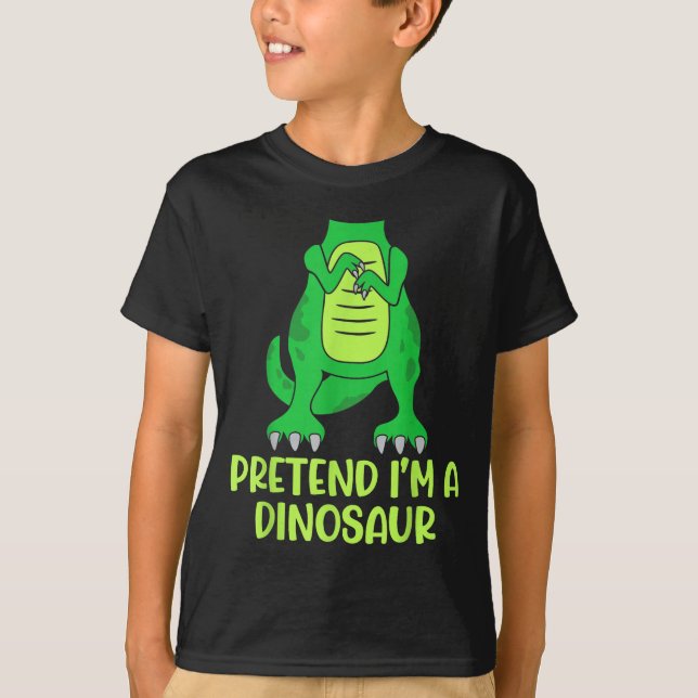 Camiseta Pretend I’m A Dinosaur Costume Lazy Halloween  (Anverso)