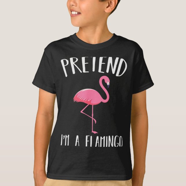 Camiseta Pretend I'm A Nk Flamingo Funny Halloween Costume  (Anverso)