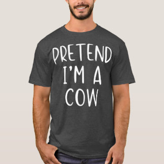 Camiseta Pretende el disfraz de vaca Halloween Lazy Easy