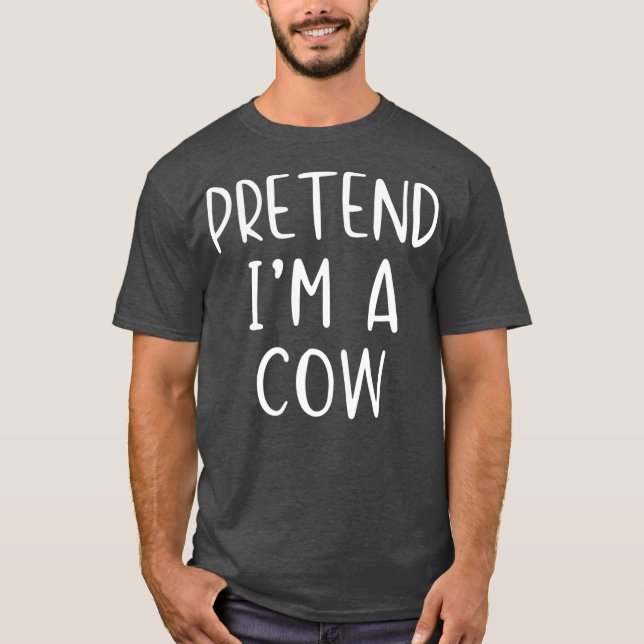 Camiseta Pretende el disfraz de vaca Halloween Lazy Easy (Anverso)