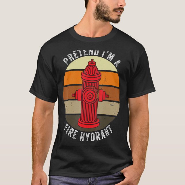 Camiseta Pretende que soy el bombero hidrante Lazy Hallowee (Anverso)