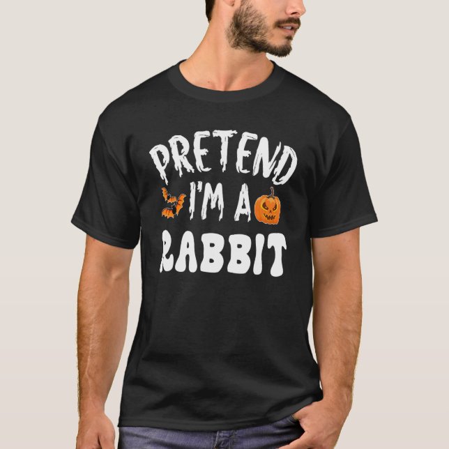 Camiseta Pretende que soy un conejo Halloween Costume hombr (Anverso)