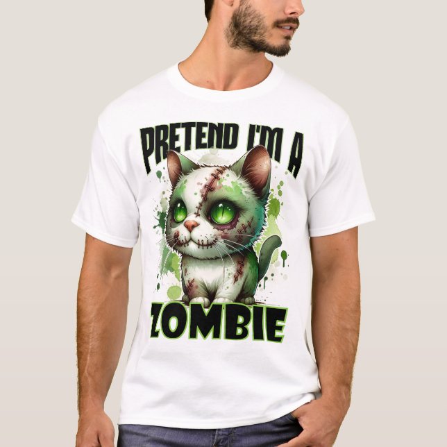 Camiseta Pretende que soy un diseño de gato zombi para dive (Anverso)