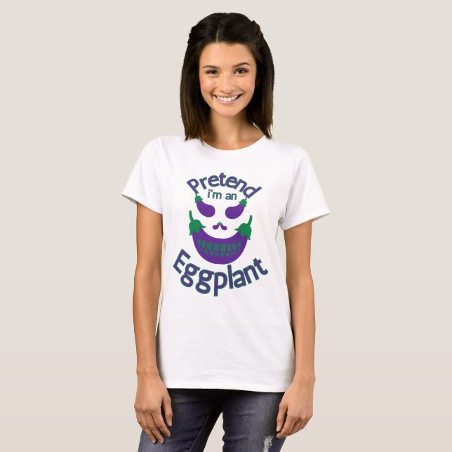 Camiseta Pretende que soy un disfraz de halloween de berenj (Anverso completo)