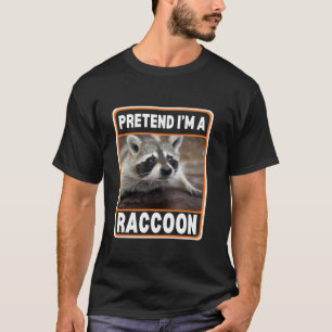 Camiseta Pretende que soy un disfraz de mapache Halloween L