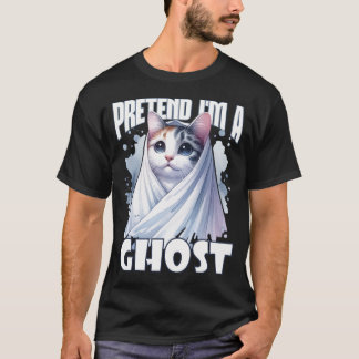 Camiseta Pretende que soy un Gato Ghost Adorable para Hallo