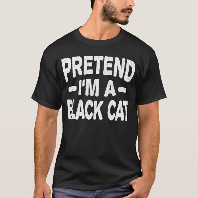 Camiseta Pretende que soy un gato negro, disfraz fácil de H (Anverso)