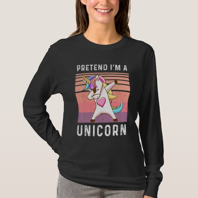 Camiseta Pretende que soy un unicornio retro Halloween Dabb (Anverso)