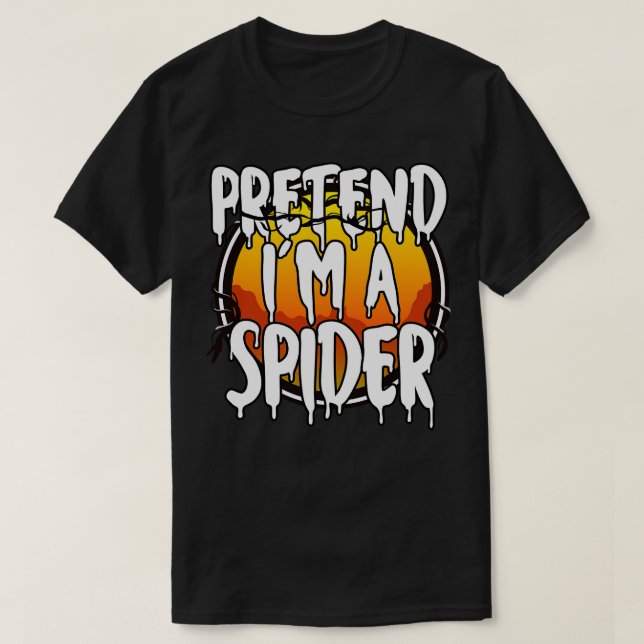 Camiseta Pretende Que Soy Una Araña Divertida Lazy Hallowee (Diseño del anverso)
