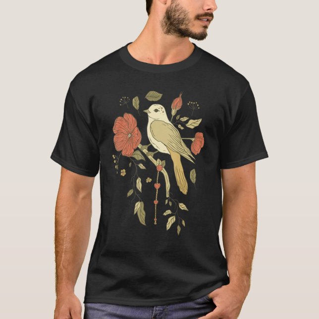 Camiseta Pretty Bird with Flowers (Anverso)