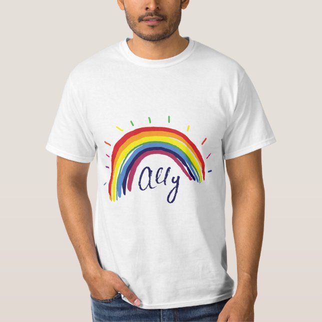 Camiseta Pretty LGBTQ ALLY Gay Pride and Support - Gay Ally (Anverso)