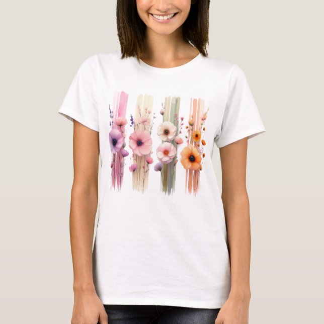 CAMISETA PRETTY PASTEL COLORED POPPY FLOWERS (Anverso)