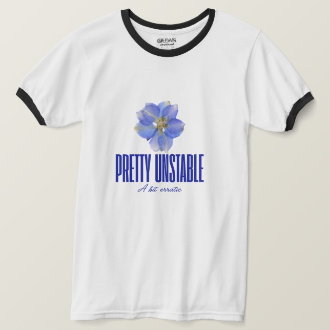 Camiseta Pretty Unstable: Blue Floral Statement Tee (Anverso del diseño)