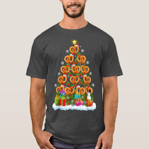 Camiseta Pretzel Fast Food Xmas Tree Lighting Santa Pretzel