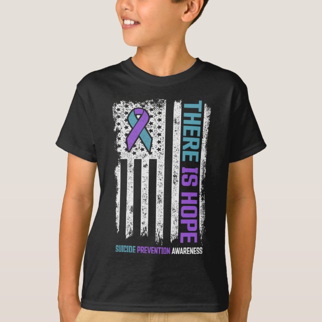 Camiseta Prevención Bandera Americana Esperanza Conciencia  (Anverso)