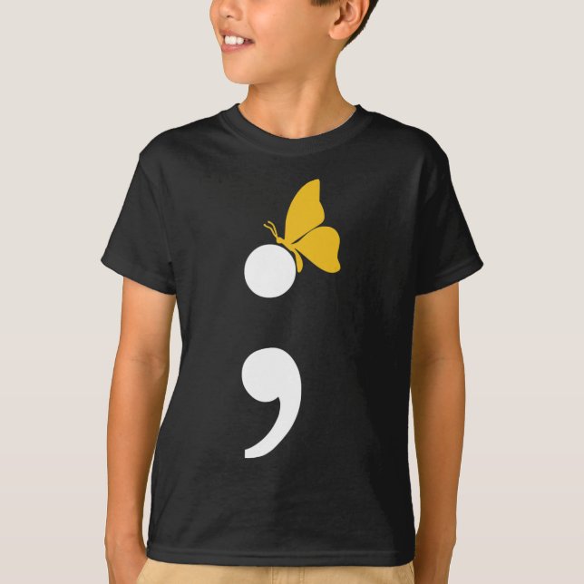 Camiseta Prevención de depresión suicida con mariposa semic (Anverso)