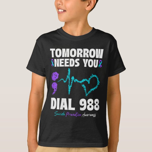 Camiseta Prevención del suicidio 988 Mañana Te Necesita Men (Anverso)