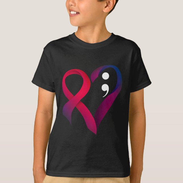 Camiseta Prevención del Suicidio Corazón Punto y coma Salud (Anverso)