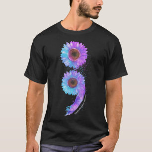 Camiseta Prevención del suicidio del semicolón azul morado