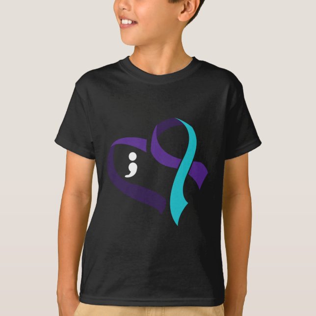 Camiseta Prevención del suicidio Semicolón cardíaco Salud m (Anverso)