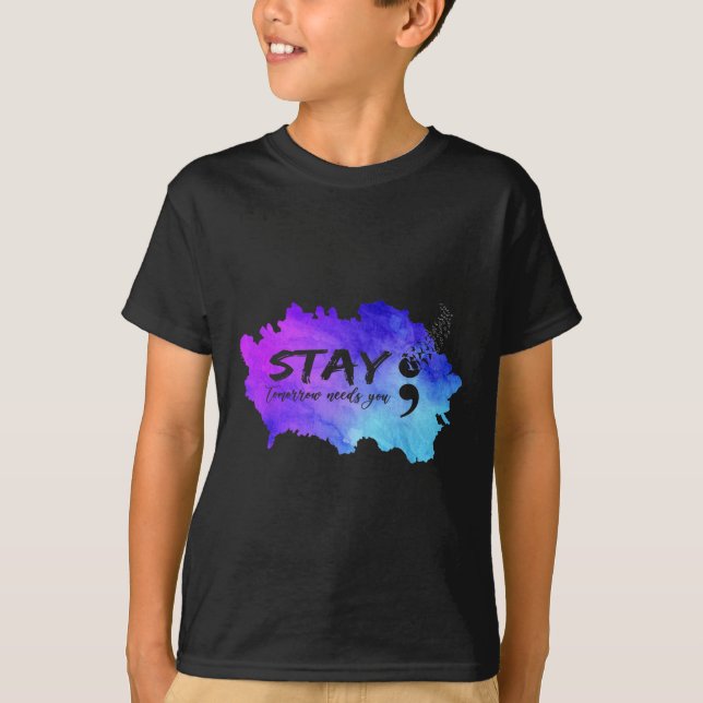 Camiseta Prevención del suicidio Sensibilización Permanecer (Anverso)