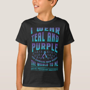 Camiseta Prevención del Suicidio Usa Verde Azulado Púrpura 