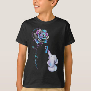 Camiseta Prevención suicida Conciencia Flor Elefante Ribbo