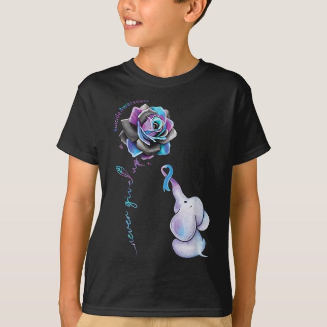 Camiseta Prevención suicida Conciencia Flor Elefante Ribbo (Anverso)