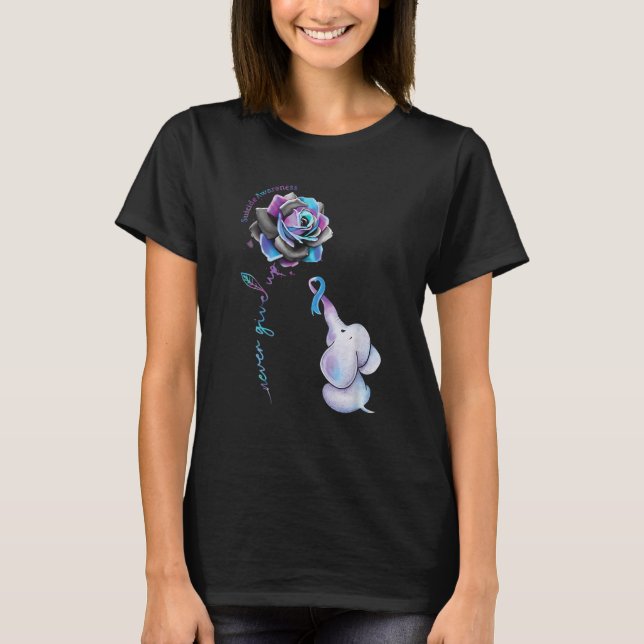Camiseta Prevención suicida Conciencia Flor Elefante Ribbo (Anverso)