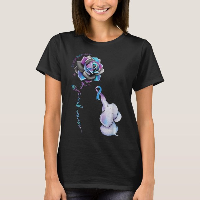 Camiseta Prevención suicida Conciencia Flor Elefante Ribbo (Anverso)