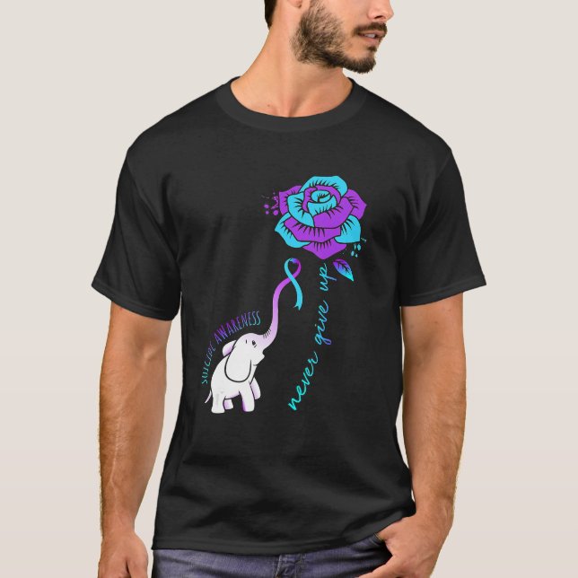 Camiseta Prevención suicida Conciencia Flor Elefante Ribbo (Anverso)