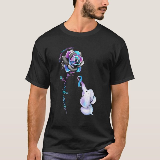 Camiseta Prevención suicida Conciencia Flor Elefante Ribbo (Anverso)