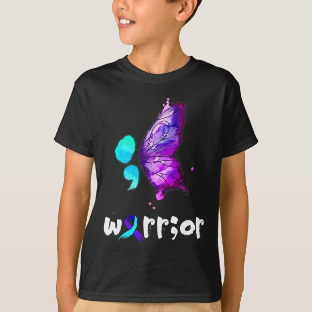 Camiseta Prevención suicida de color de mariposa semicolon (Anverso)