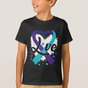Camiseta Prevenir el Suicidio Listón Corazón Morado Verde V