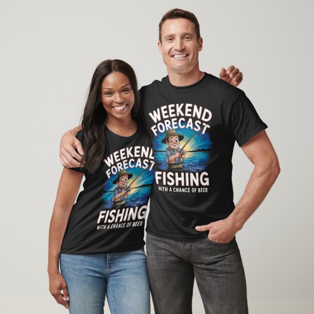 Camiseta Previsión de la cerveza de pesca de fin de semana (Unisexo)