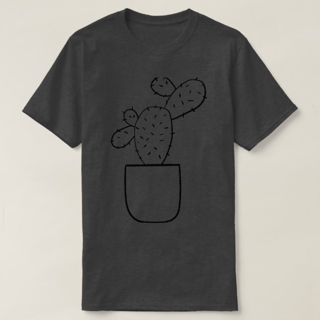 Camiseta Prickly Pear Cactus House Plant Black and White Li (Diseño del anverso)